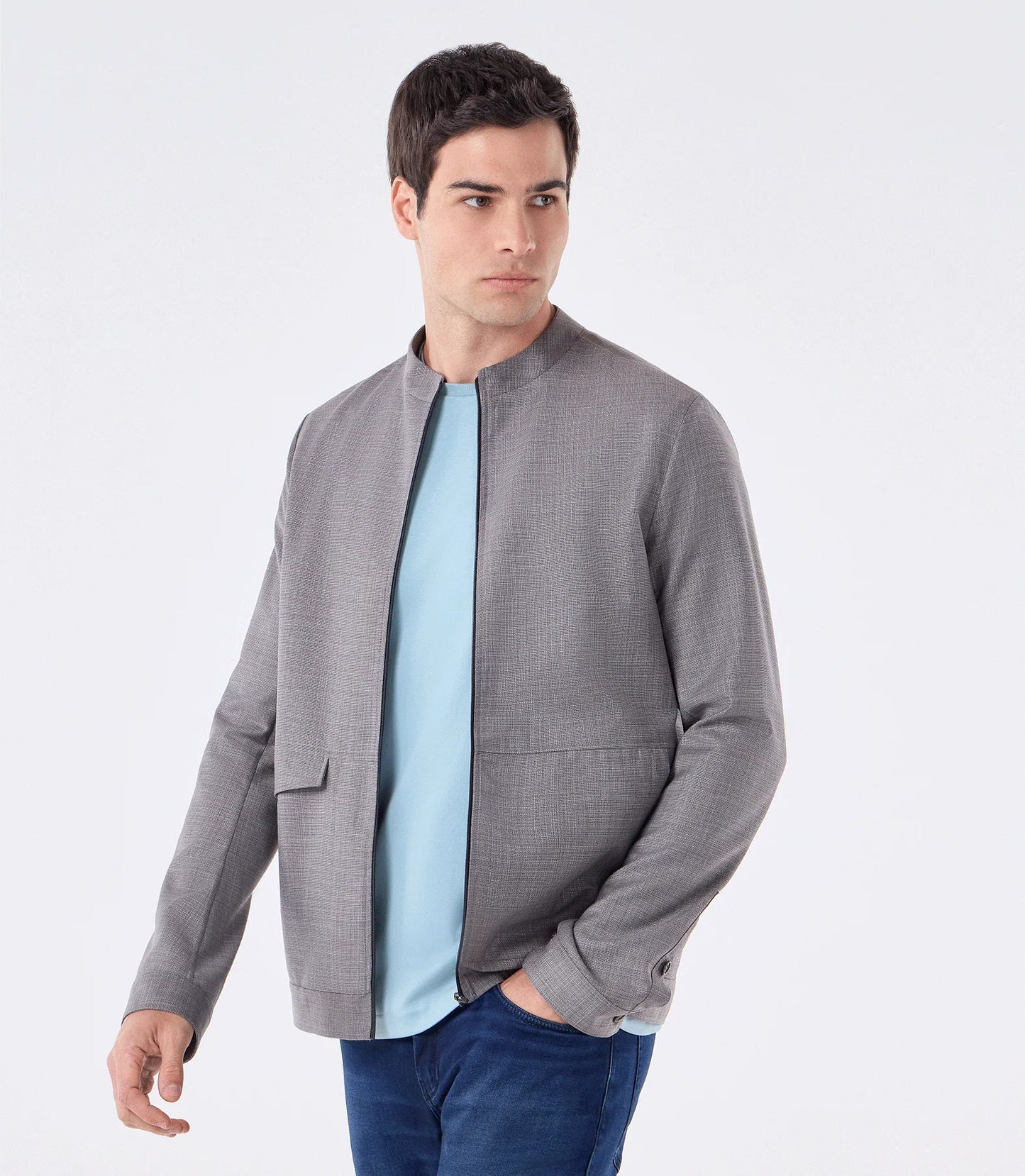 Elegante Herrenjacke Portinhola ungefüttert – Grau