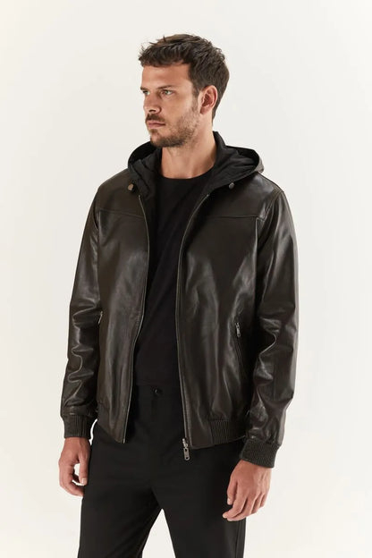 Wendbare Leder-Bomberjacke