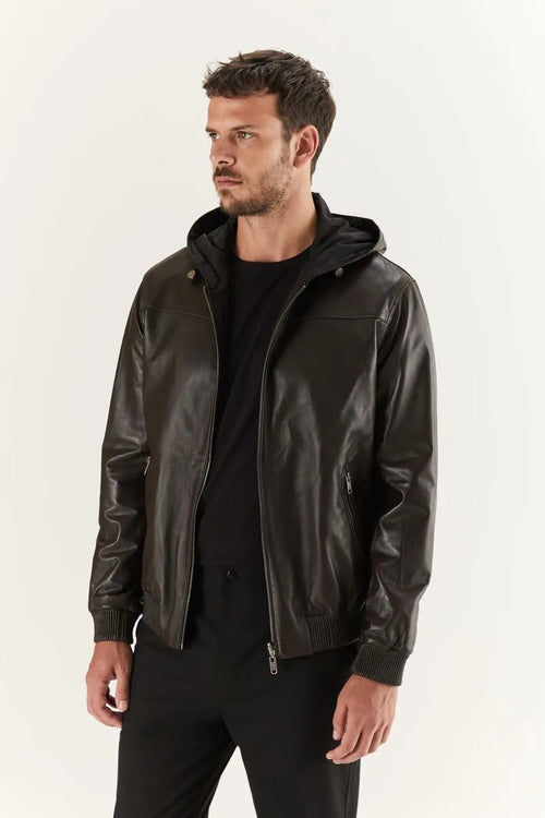 Wendbare Leder-Bomberjacke