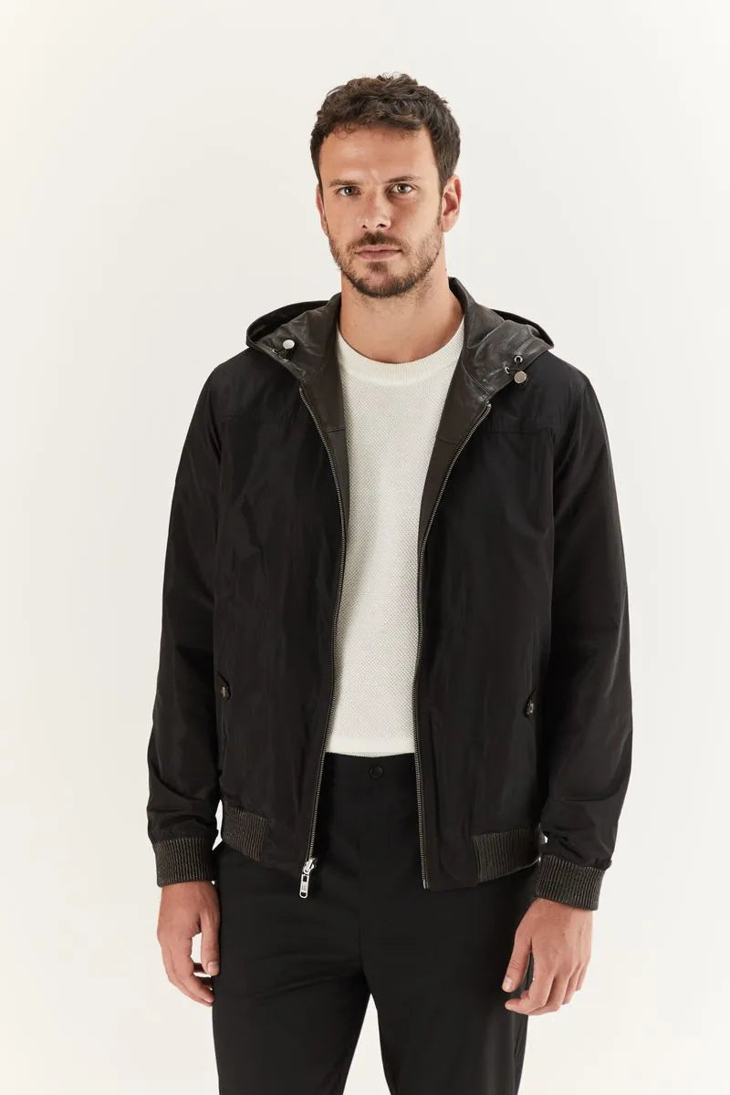 Wendbare Leder-Bomberjacke