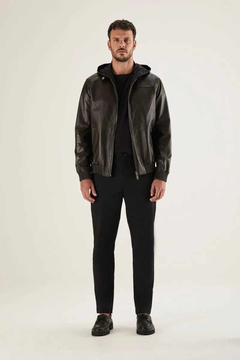 Wendbare Leder-Bomberjacke