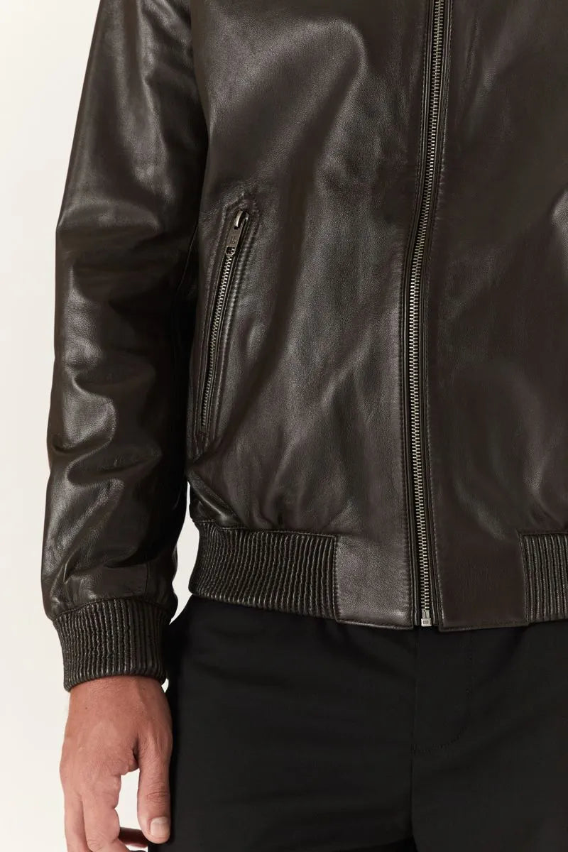 Wendbare Leder-Bomberjacke