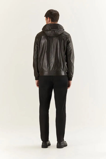 Wendbare Leder-Bomberjacke